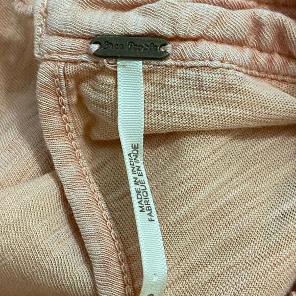 Free People Light Peach Orange Peasant Flutter Sleeve Size Small - Picture 8 of 9